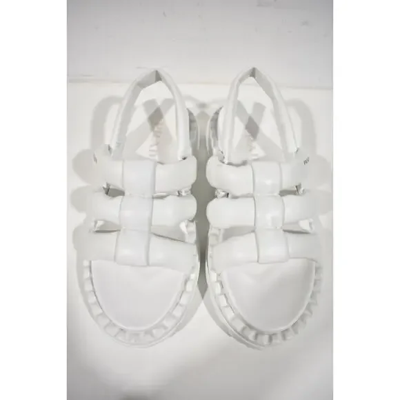 Prada Blow White Padded Leather Logo Strappy Slingback Sport Sandal Flat 40 - Picture 6 of 10